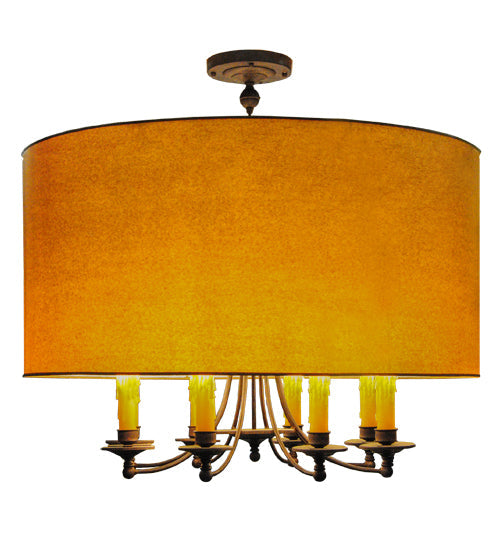 Meyda Lighting Muirfield 42" 8-Light Classic Rust Pendant Light With Orange Parchment Shade