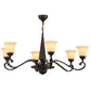 Meyda Lighting Muirfield 44" 6-Light Classic Rust Chandelier With Beige Scavo Shade Glass