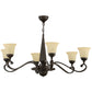 Meyda Lighting Muirfield 44" 6-Light Classic Rust Chandelier With Beige Scavo Shade Glass