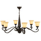 Meyda Lighting Muirfield 44" 6-Light Classic Rust Chandelier With Beige Scavo Shade Glass