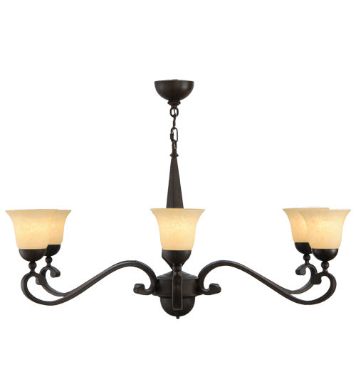 Meyda Lighting Muirfield 44" 6-Light Classic Rust Chandelier With Beige Scavo Shade Glass