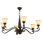 Meyda Lighting Muirfield 44" 6-Light Classic Rust Chandelier With Beige Scavo Shade Glass