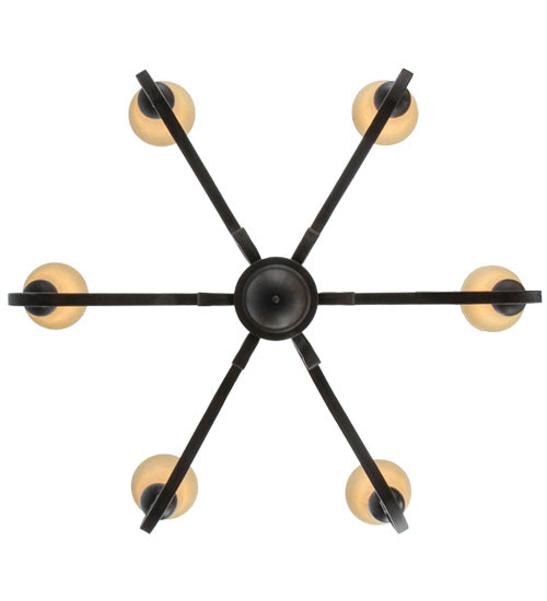 Meyda Lighting Muirfield 44" 6-Light Classic Rust Chandelier With Beige Scavo Shade Glass