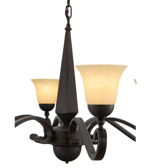 Meyda Lighting Muirfield 44" 6-Light Classic Rust Chandelier With Beige Scavo Shade Glass