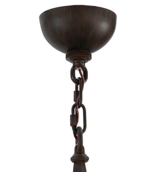 Meyda Lighting Muirfield 44" 6-Light Classic Rust Chandelier With Beige Scavo Shade Glass