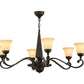 Meyda Lighting Muirfield 44" 6-Light Classic Rust Chandelier With Beige Scavo Shade Glass