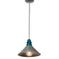 Meyda Lighting Muncie 12" Industrial Steel Pendant Light With Peacock Blue Insulator