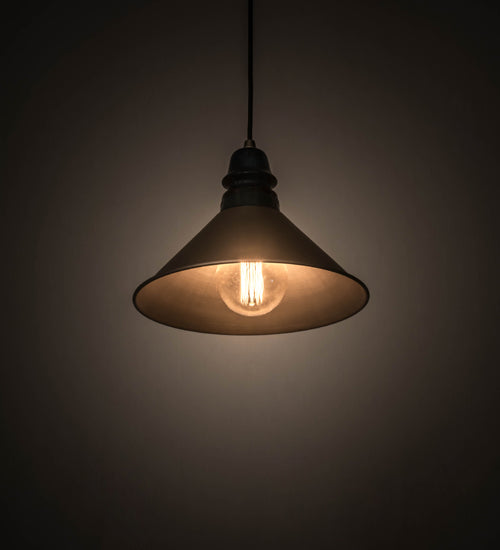 Meyda Lighting Muncie 12" Industrial Steel Pendant Light With Peacock Blue Insulator