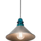 Meyda Lighting Muncie 12" Industrial Steel Pendant Light With Peacock Blue Insulator