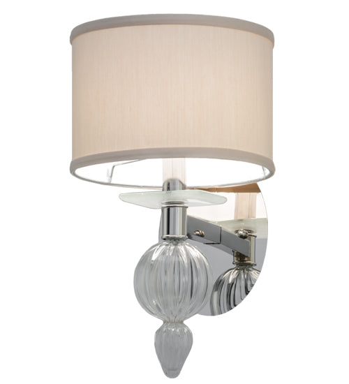 Meyda Lighting Murano 8" Polished Nickel Bauble Wall Sconce With Off White Textrene Shade