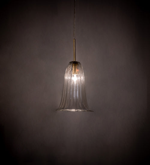 Meyda Lighting Murano 8" Satin Gold Southland Mini Pendant Light With Clear Shade Glass
