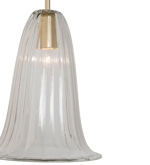 Meyda Lighting Murano 8" Satin Gold Southland Mini Pendant Light With Clear Shade Glass