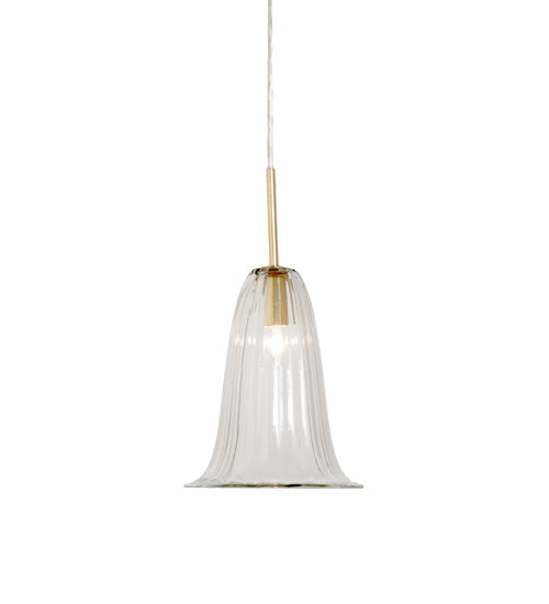 Meyda Lighting Murano 8" Satin Gold Southland Mini Pendant Light With Clear Shade Glass