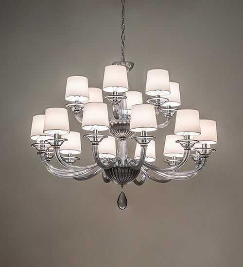 Meyda Lighting Murano Almaden 49" 18-Light Polished Nickel Southland Chandelier With White Fabric Shade