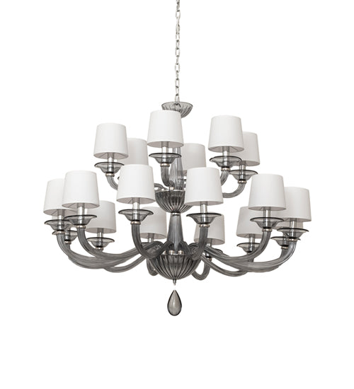 Meyda Lighting Murano Almaden 49" 18-Light Polished Nickel Southland Chandelier With White Fabric Shade