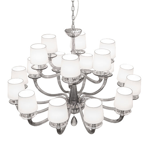Meyda Lighting Murano Almaden 49" 18-Light Polished Nickel Southland Chandelier With White Fabric Shade