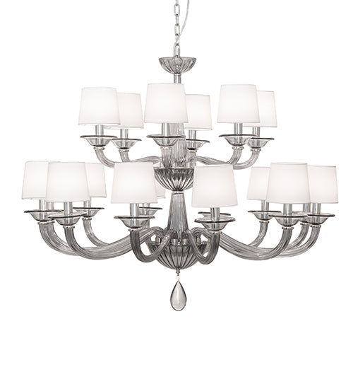 Meyda Lighting Murano Almaden 49" 18-Light Polished Nickel Southland Chandelier With White Fabric Shade
