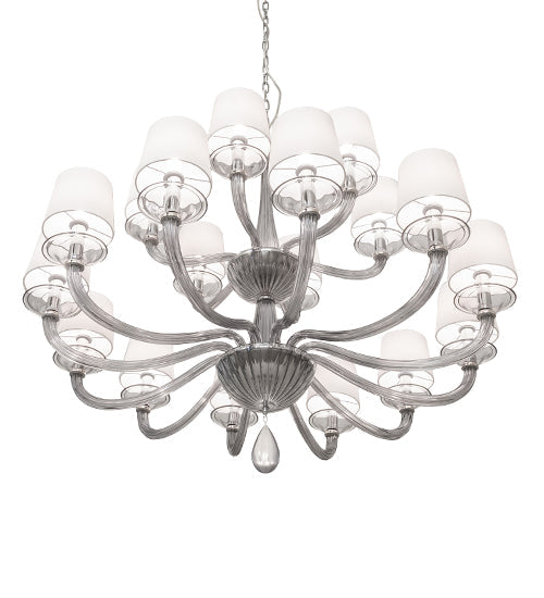 Meyda Lighting Murano Almaden 49" 18-Light Polished Nickel Southland Chandelier With White Fabric Shade