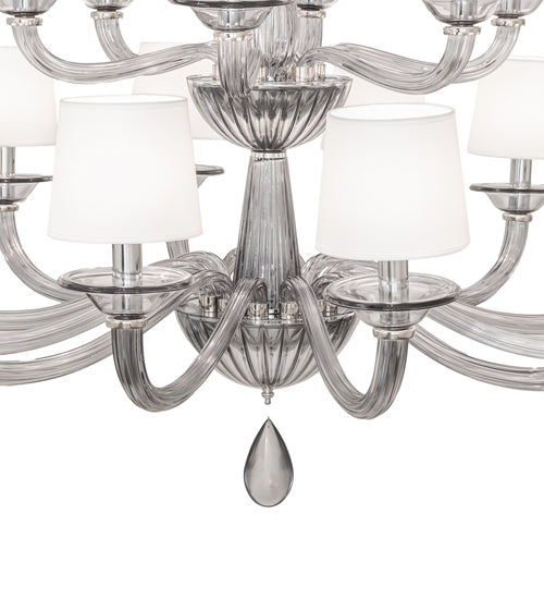 Meyda Lighting Murano Almaden 49" 18-Light Polished Nickel Southland Chandelier With White Fabric Shade