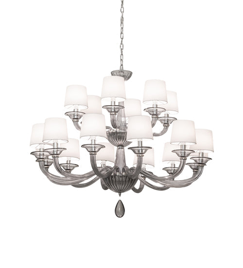 Meyda Lighting Murano Almaden 49" 18-Light Polished Nickel Southland Chandelier With White Fabric Shade
