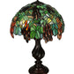 Meyda Lighting Murlo 25" 2-Light Mahogany Bronze Table Lamp With Green And Nut Brown Shade Glass