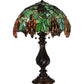 Meyda Lighting Murlo 25" 2-Light Mahogany Bronze Table Lamp With Green And Nut Brown Shade Glass