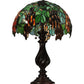 Meyda Lighting Murlo 25" 2-Light Mahogany Bronze Table Lamp With Green And Nut Brown Shade Glass