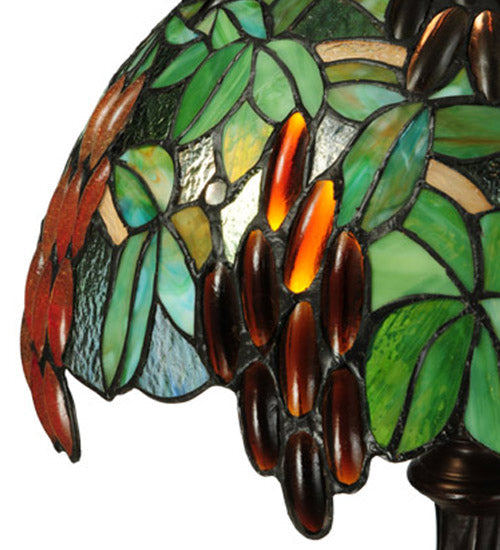Meyda Lighting Murlo 25" 2-Light Mahogany Bronze Table Lamp With Green And Nut Brown Shade Glass