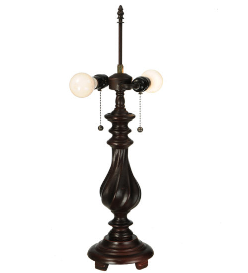 Meyda Lighting Murlo 25" 2-Light Mahogany Bronze Table Lamp With Green And Nut Brown Shade Glass