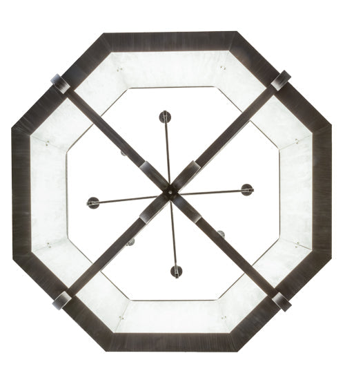 Meyda Lighting Musetta 53" 8-Light Antique Iron Gate Pendant Light With White Fleshtone Idalight Shade Glass