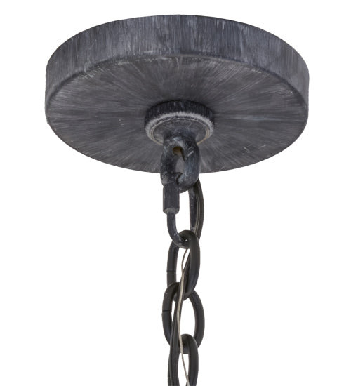 Meyda Lighting Musetta 53" 8-Light Antique Iron Gate Pendant Light With White Fleshtone Idalight Shade Glass