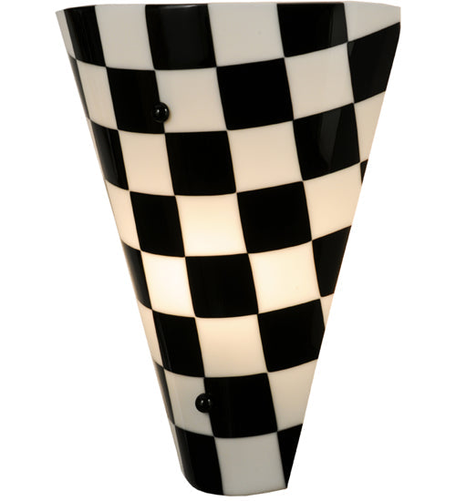 Meyda Lighting My Brother Mario 12" Nickel Wall Sconce With Black and White Checker Shade Glass