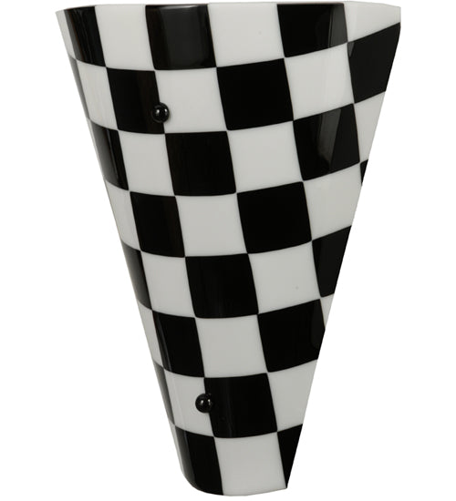 Meyda Lighting My Brother Mario 12" Nickel Wall Sconce With Black and White Checker Shade Glass