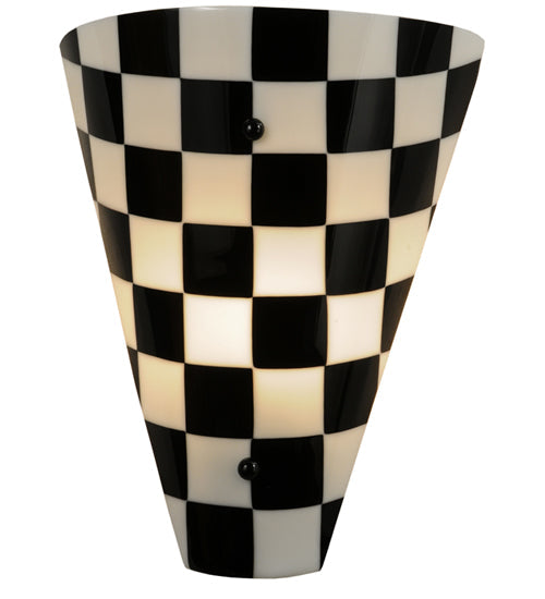 Meyda Lighting My Brother Mario 12" Nickel Wall Sconce With Black and White Checker Shade Glass