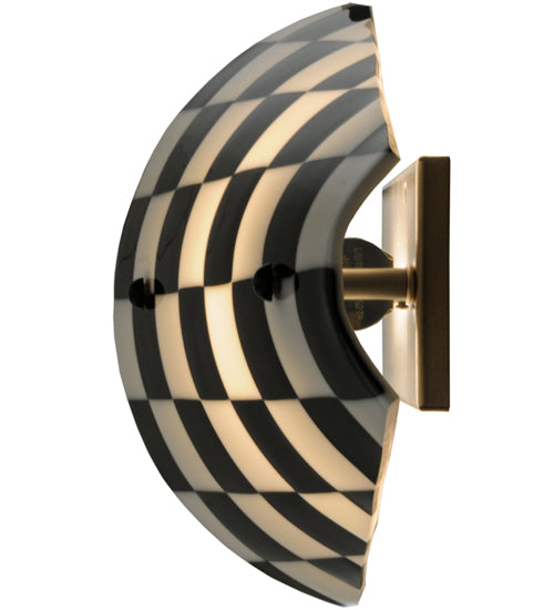 Meyda Lighting My Brother Mario 12" Nickel Wall Sconce With Black and White Checker Shade Glass