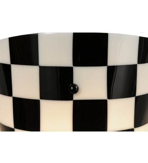 Meyda Lighting My Brother Mario 12" Nickel Wall Sconce With Black and White Checker Shade Glass