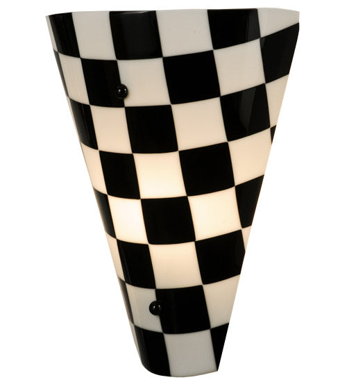Meyda Lighting My Brother Mario 12" Nickel Wall Sconce With Black and White Checker Shade Glass