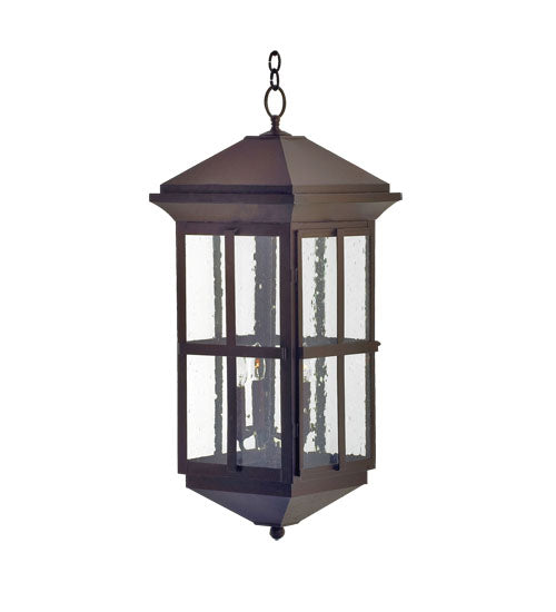 Meyda Lighting Myles 14" 3-Light Gilded Tobacco Pendant Light With Clear Seeded Shade Glass