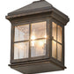 Meyda Lighting Myles 8" 2-Light Gilded Tobacco Lantern Wall Sconce With Clear Seeded Shade Glass
