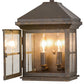 Meyda Lighting Myles 8" 2-Light Gilded Tobacco Lantern Wall Sconce With Clear Seeded Shade Glass