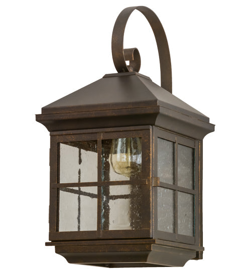 Meyda Lighting Myles 8" Gilded Tobacco Wall Sconce With Clear Seeded Shade Glass