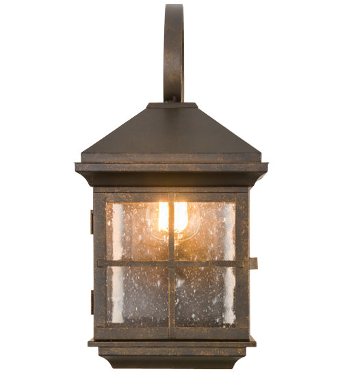Meyda Lighting Myles 8" Gilded Tobacco Wall Sconce With Clear Seeded Shade Glass
