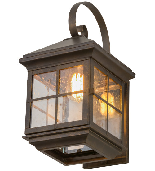 Meyda Lighting Myles 8" Gilded Tobacco Wall Sconce With Clear Seeded Shade Glass