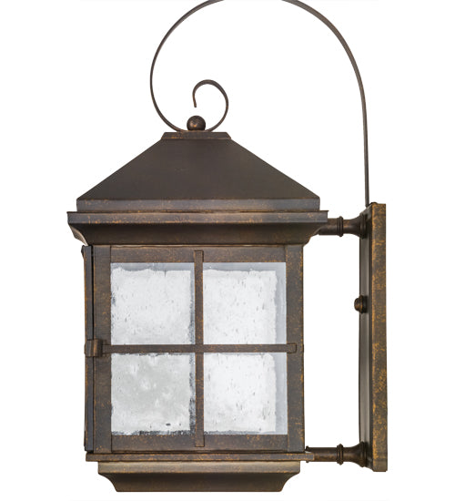 Meyda Lighting Myles 8" Gilded Tobacco Wall Sconce With Clear Seeded Shade Glass