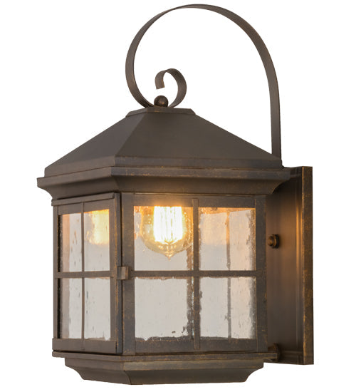 Meyda Lighting Myles 8" Gilded Tobacco Wall Sconce With Clear Seeded Shade Glass