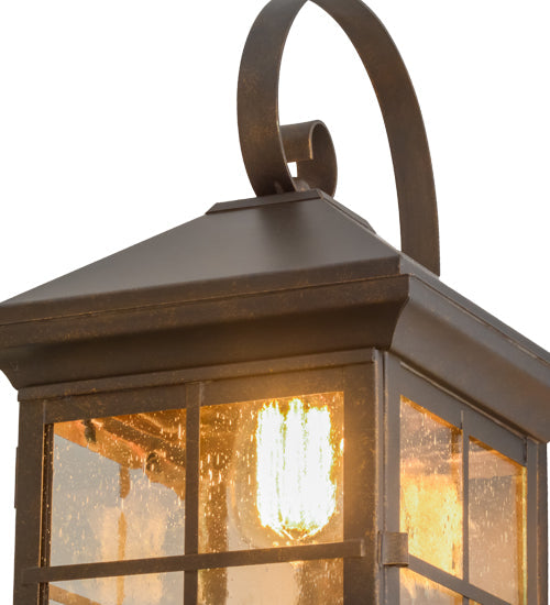 Meyda Lighting Myles 8" Gilded Tobacco Wall Sconce With Clear Seeded Shade Glass