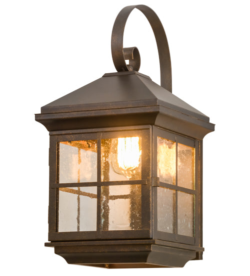 Meyda Lighting Myles 8" Gilded Tobacco Wall Sconce With Clear Seeded Shade Glass
