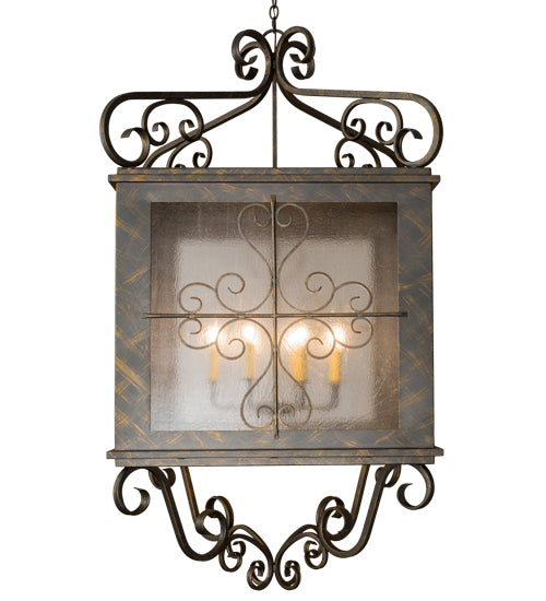 Meyda Lighting Myra 48" 8-Light French Bronze Lantern Pendant Light With Clear Seeded Shade Glass
