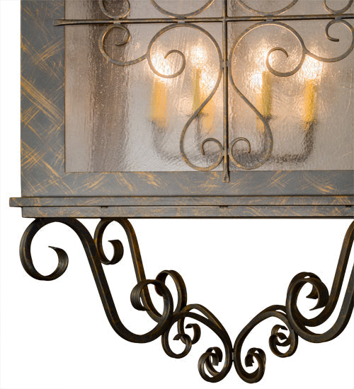 Meyda Lighting Myra 48" 8-Light French Bronze Lantern Pendant Light With Clear Seeded Shade Glass