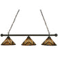Meyda Lighting NUEVO 47" 3-Light Mahogany Bronze Mission Island Pendant Light With Multi-Colored Shade Glass